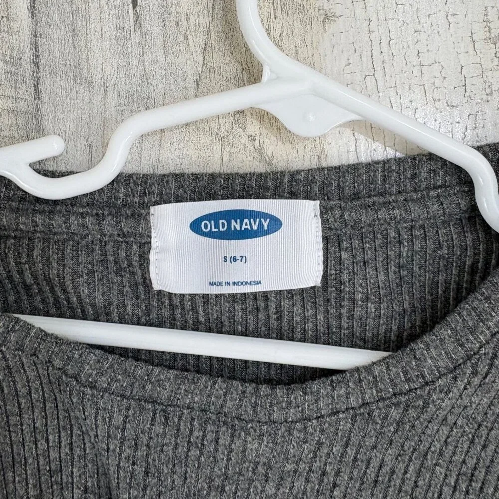 Old Navy Gray Long Sleeve Ribbed Sweater Sz S 6 7